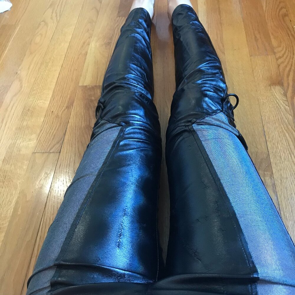 Vintage Lip Service Oil Spill Cyber Goth Punk Industrial Y2K Vinyl Pants S